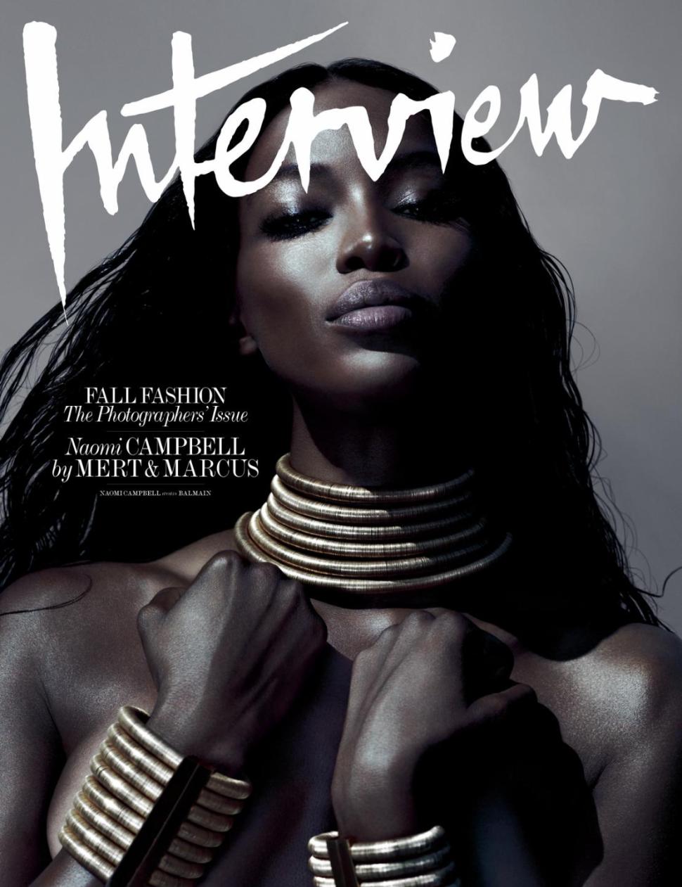 Model Naomi Campbell is one of six to cover the fall fashion issue of Interview.