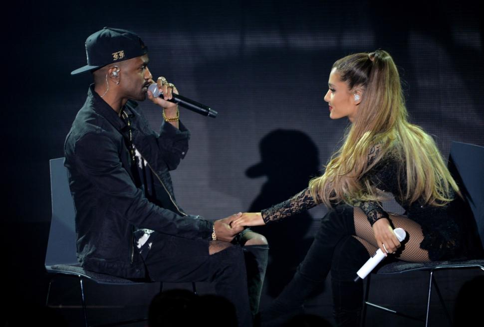 Big Sean, left, and Ariana Grande show off their ‘great chemistry’ during an Aug. 18 performance in Burbank, Calif.