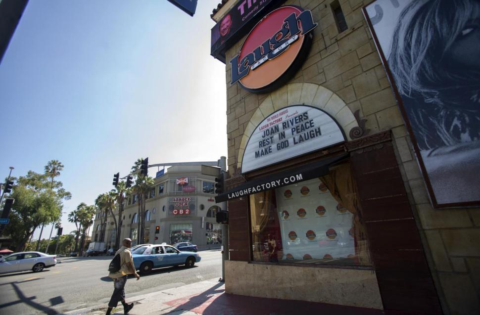 The Laugh Factory comedy club in Los Angeles honors the comedian on its marquee.