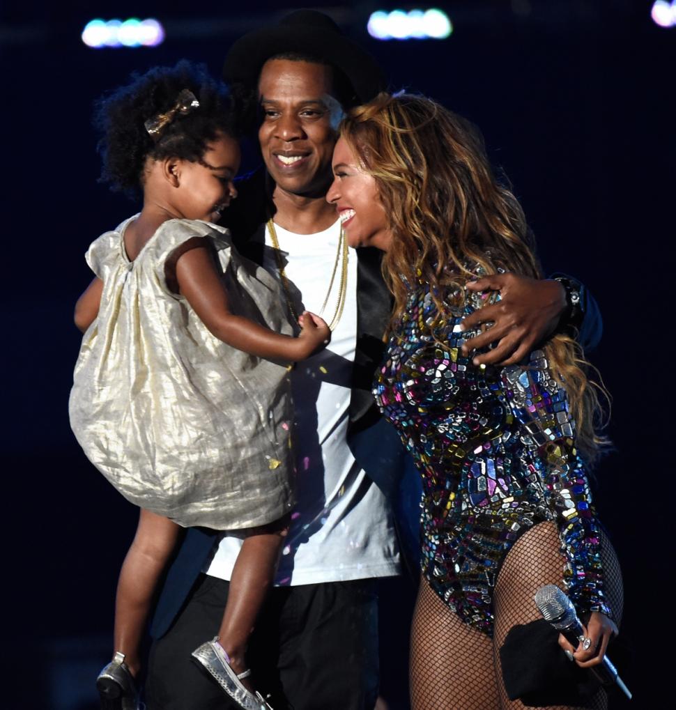 Blue Ivy Carter, Jay-Z and Beyonce share laughs and tears onstage during the 2014 MTV Video Music Awards on Aug. 24 at the Forum in Inglewood, Calif.