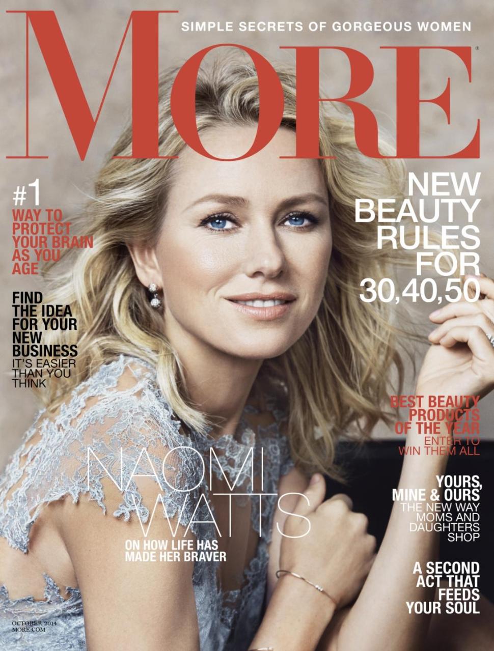 Naomi Watts graces the cover of More Magazine’s Oct. issue.