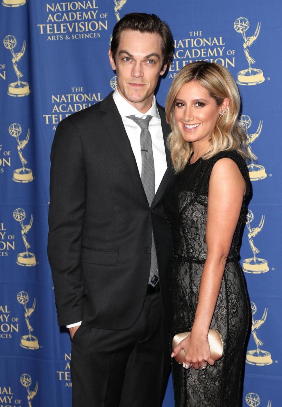 Christopher French (r.) and Ashley Tisdale tied the knot Monday.