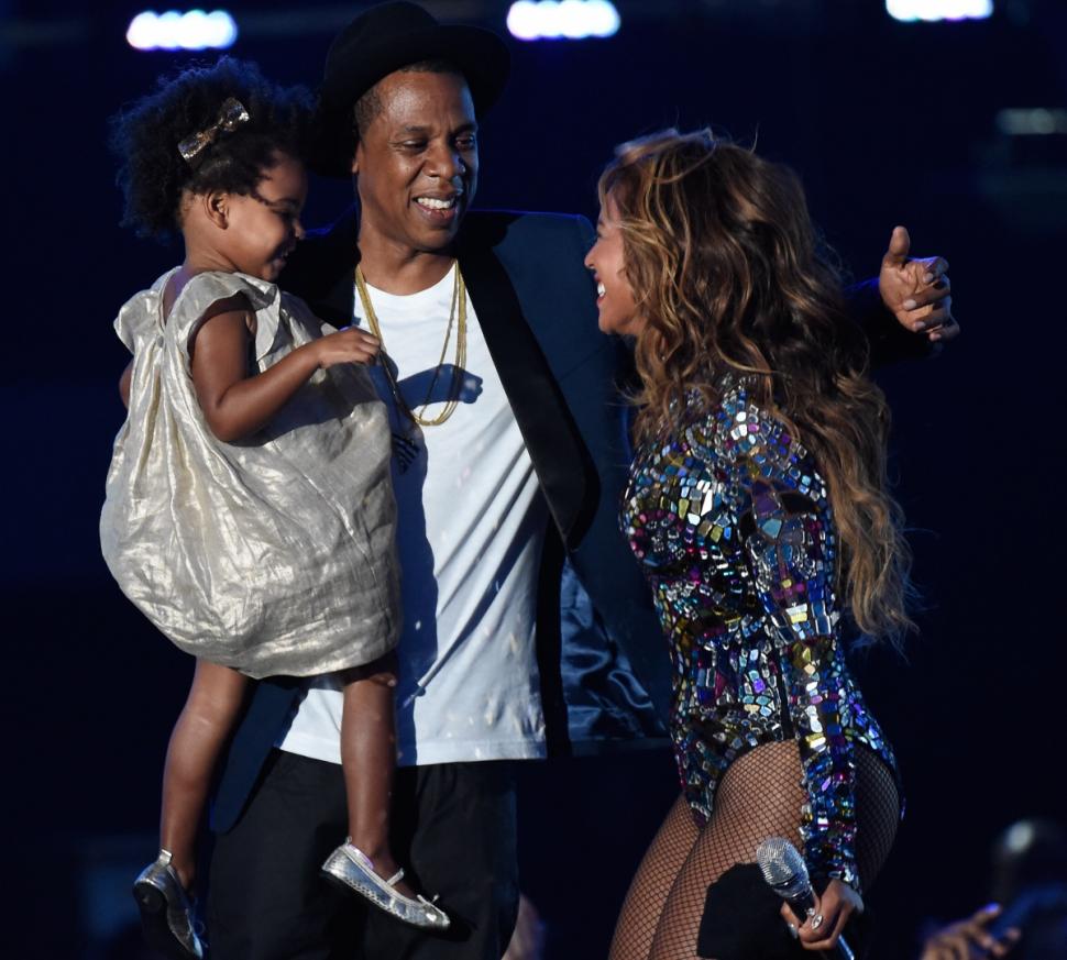 Blue Ivy Carter is seen with her power-couple parents Jay Z and Beyoncé onstage during the 2014 MTV Video Music Awards last month.