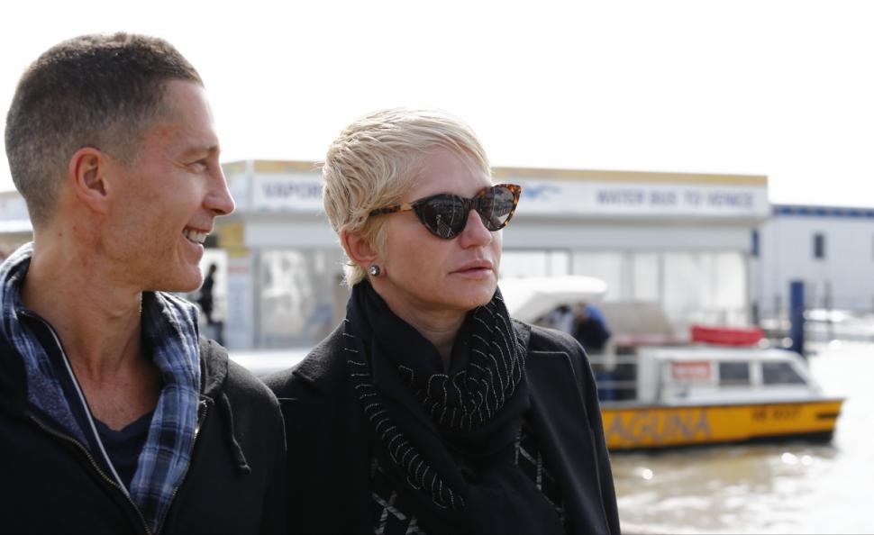 US actors Ellen Barkin (R) and Gabriel Byrne arrive on September 26, 2014 at Marco Polo Airport in Venice to take a taxi boat for the September 27 wedding of George Clooney and Amal Alamuddin, his Lebanon-born British fiancee. AFP PHOTO / PIERRE TEYSSOTPierre Teyssot/AFP/Getty Images