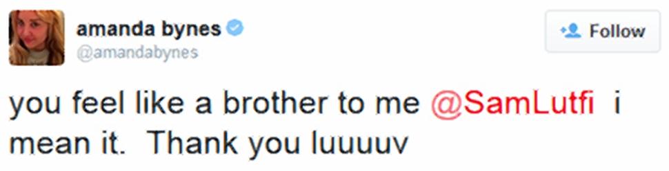 Amanda Bynes’ last tweet before being placed under psychiatric hold on was to Sam Lutfi.