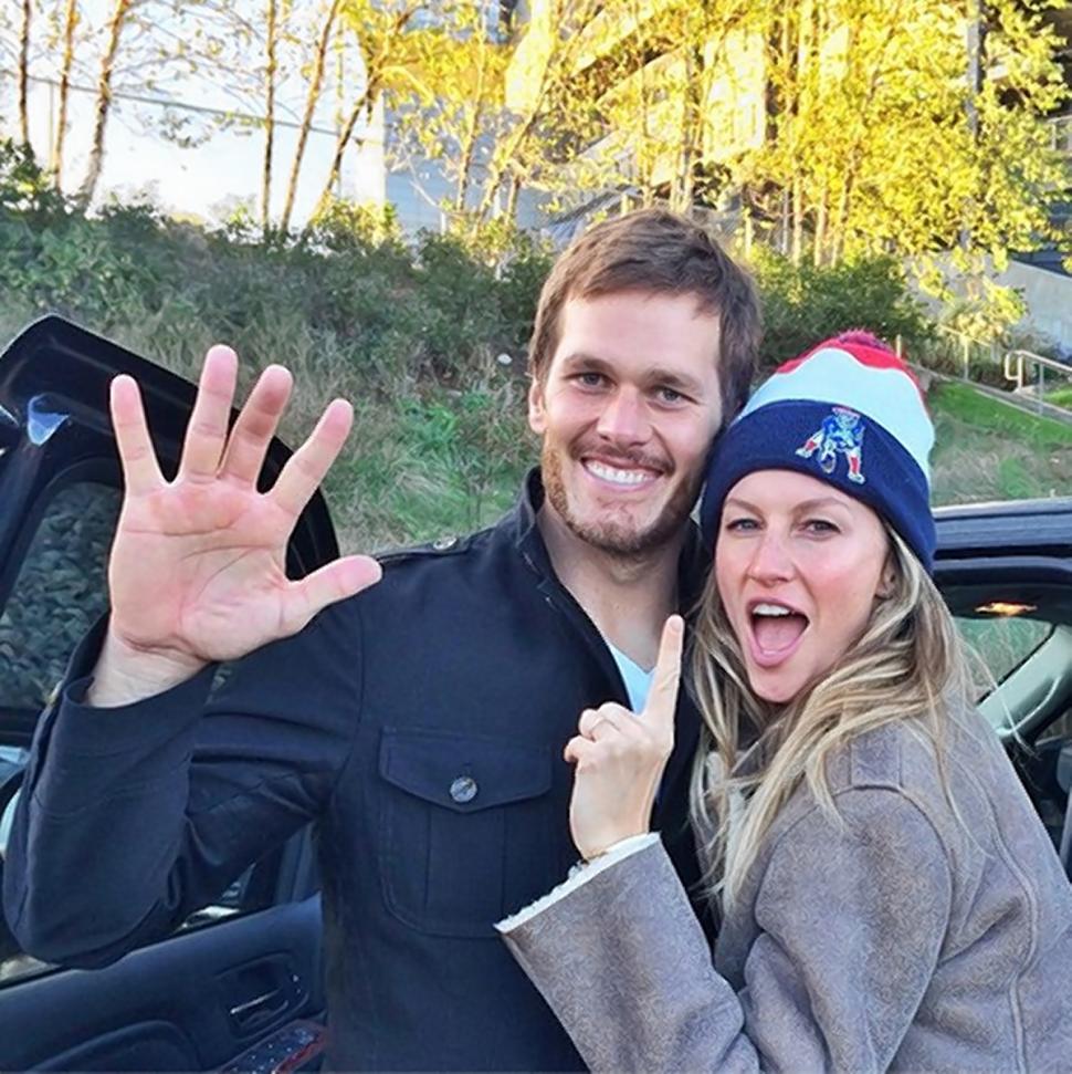Tom Brady and Gisele Bundchen celebrate the Pats’ big win in an Instagram shot.