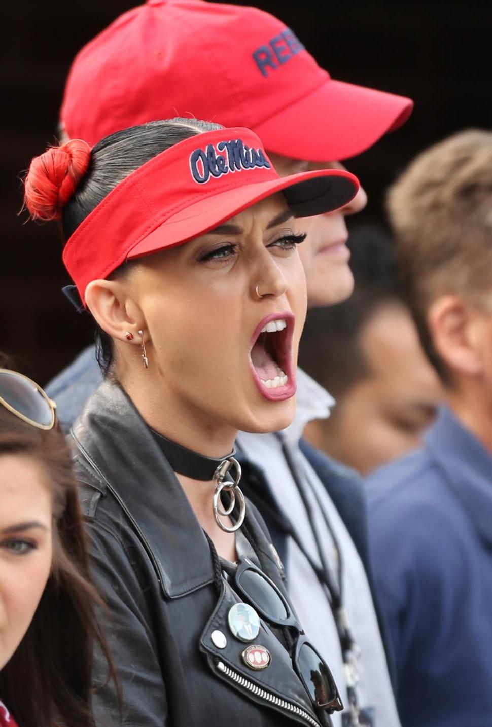 Katy Perry in the stands, rooting for Ole Miss.