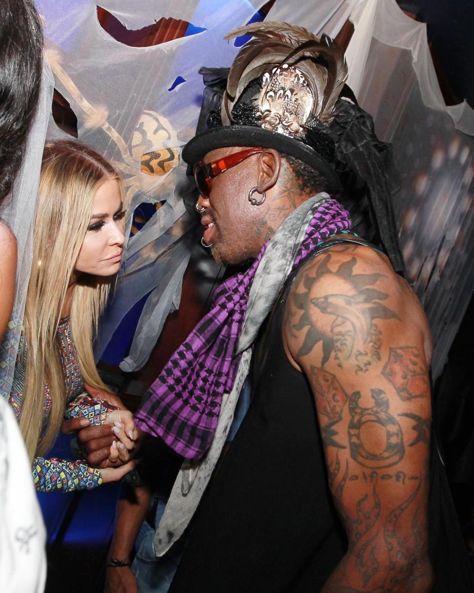Carmen Electra and her ex-husband Dennis Rodman have an awkward encounter at the the Kids Safe Fundraiser at the Blue Martini in Boca Raton, FL.