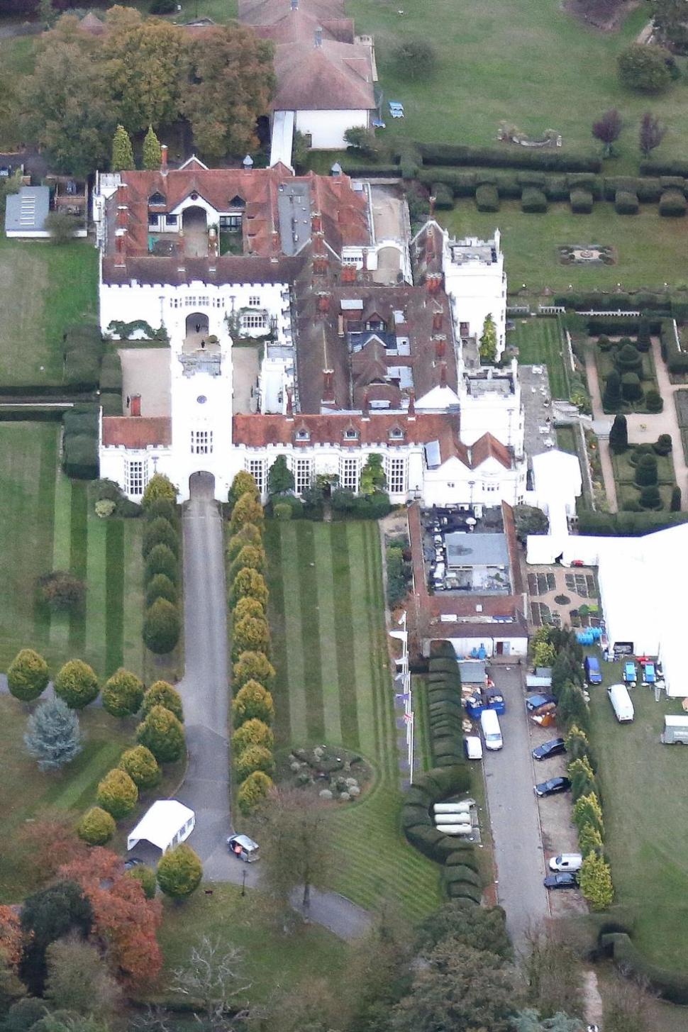 Guests begin arriving at the Danesfield House outside London for a wedding party thrown by Amal Alamuddin’s parents to celebrate her marriage to actor George Clooney.