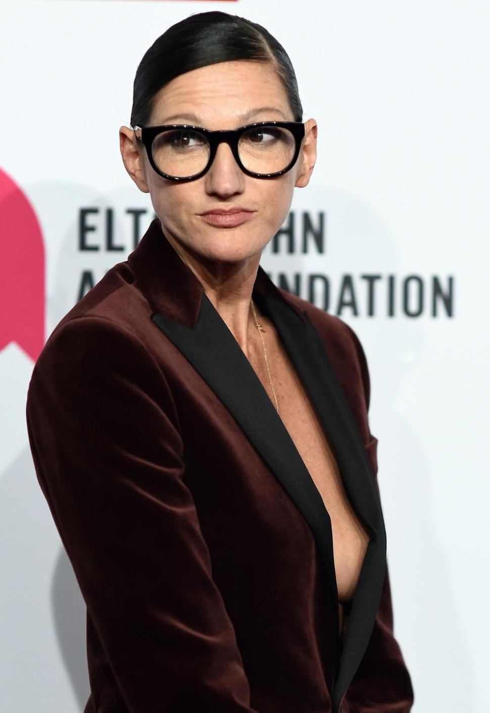 J. Crew creative director Jenna Lyons avoids full disclosure at the Elton John AIDS Foundation’s downtown event.