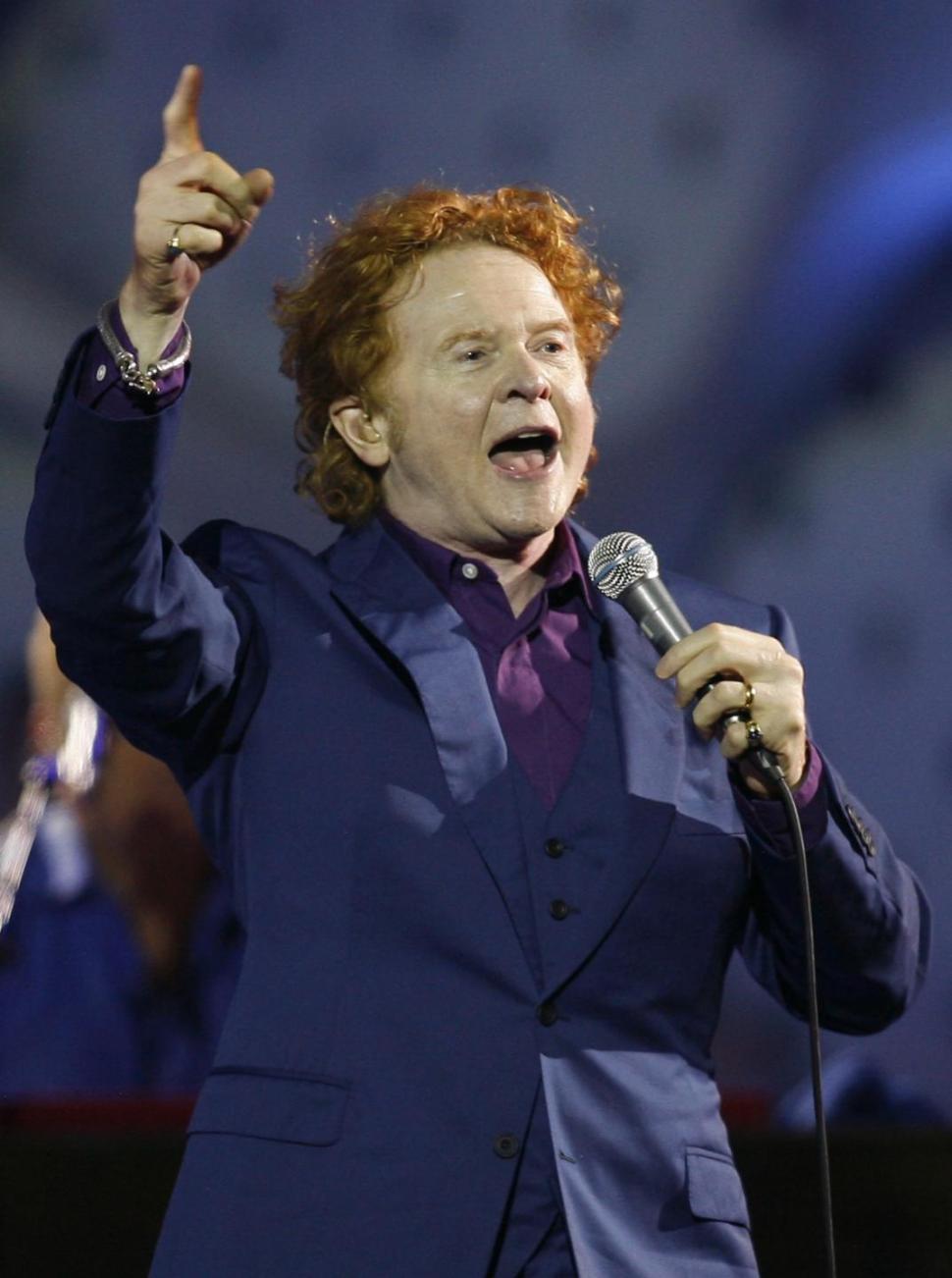 Mick Hucknall, lead singer of Simply Red, performs during the 50th International Song Festival in Chile.