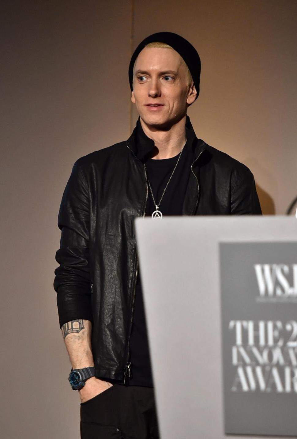 Eminem pictured at the event honoring his mentor Dr. Dre.