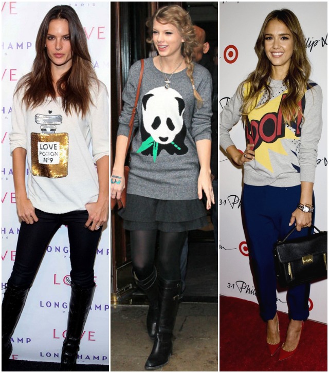 Sydne-Style-graphic-sweater-trend-celebrity-Alessandra-Ambrosio-Taylor-Swift-Jessica-Alba
