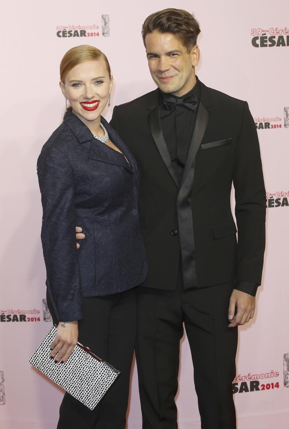 Scarlett Johansson and Romain Dauriac attended the 39th French Cesar Awards Ceremony in Paris in February.