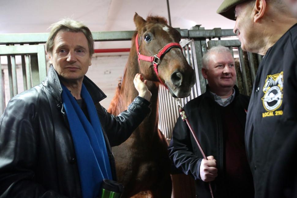 Liam Neeson (L) said he will continue to support the horse-carriage industry.