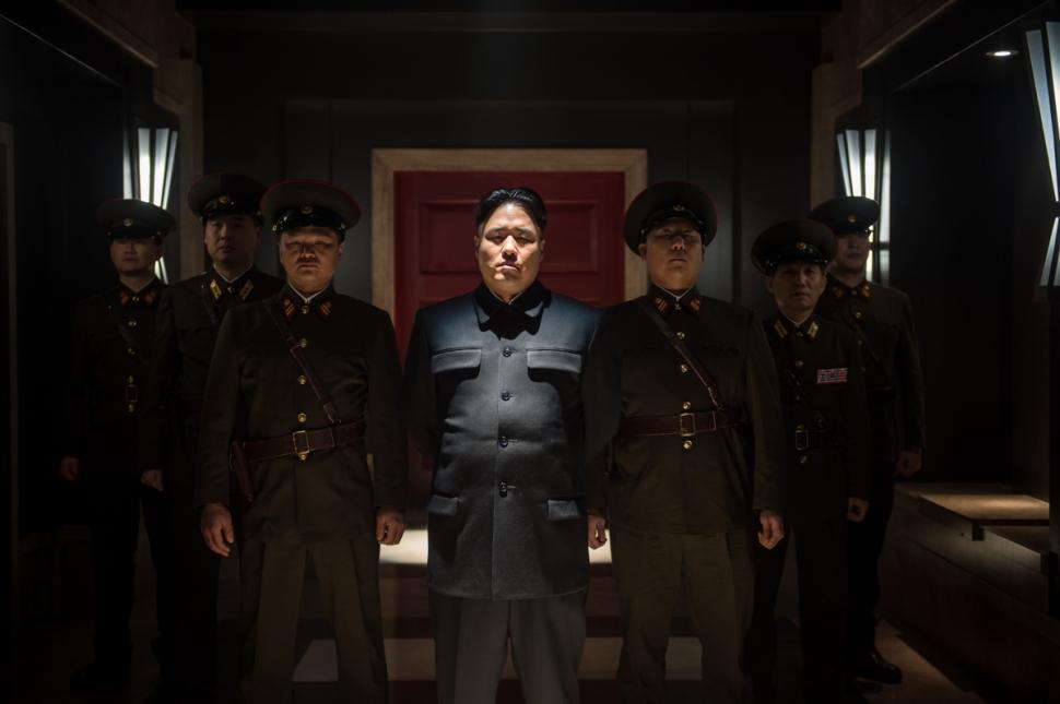 Kim Jong-Un (c.) in a scene from ‘The Interview.’