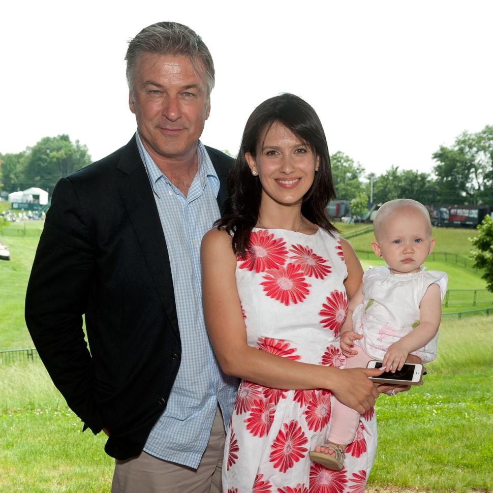 Alec Baldwin (left) and his wife Hilaria Baldwin (right, holding their daughter Carmen) are expecting their second child.