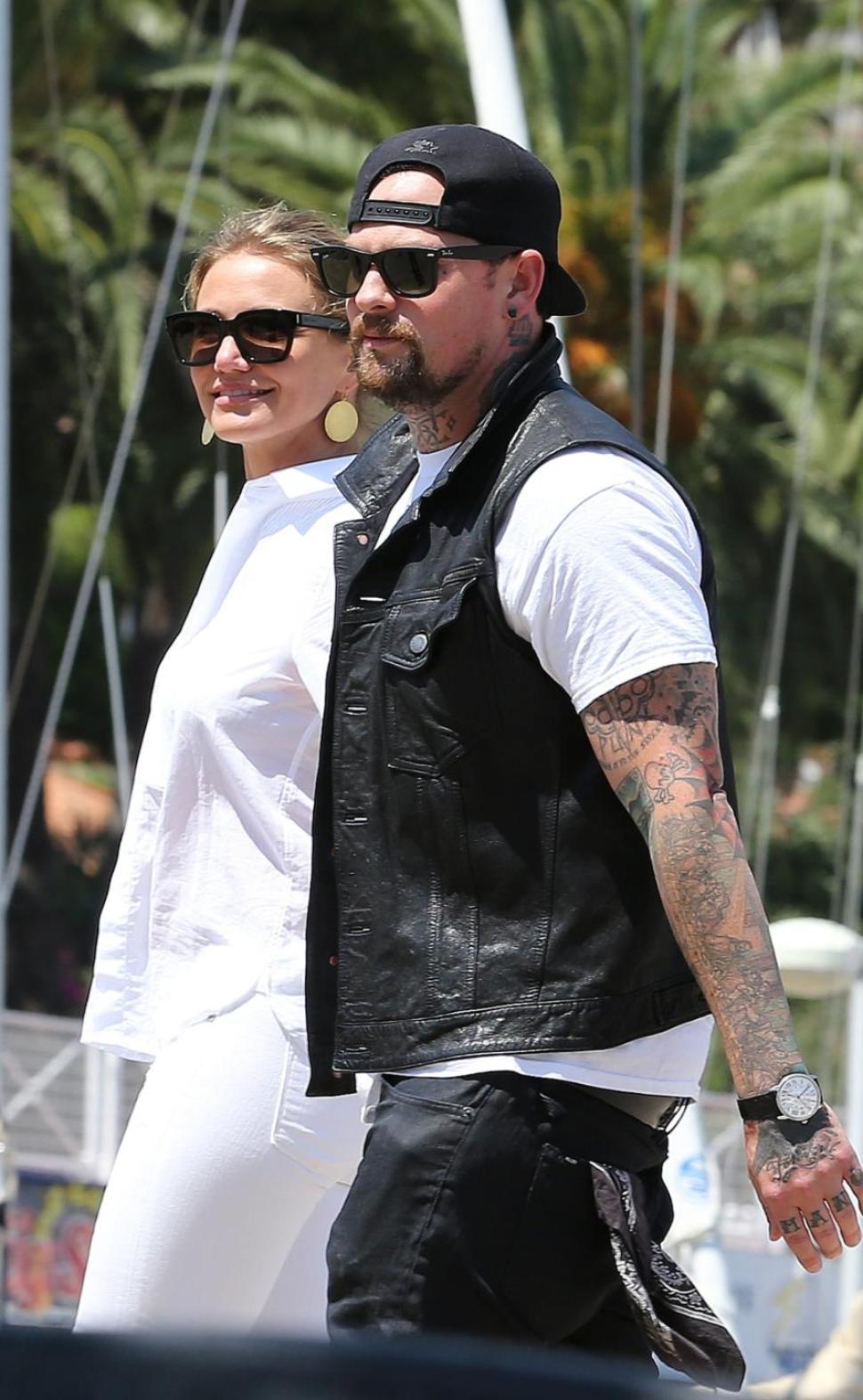 Cameron Diaz and Benji Madden, above last summer in the south of France, were due to exchange vows Monday.