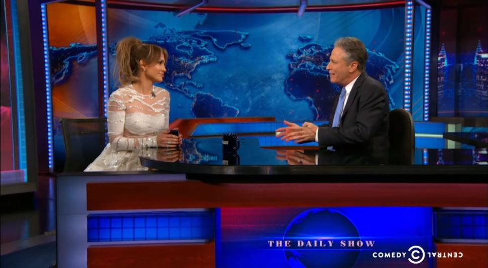 Jennifer Lopez opened up on kissing George Clooney on 'The Daily Show with Jon Stewart' on Tuesday.