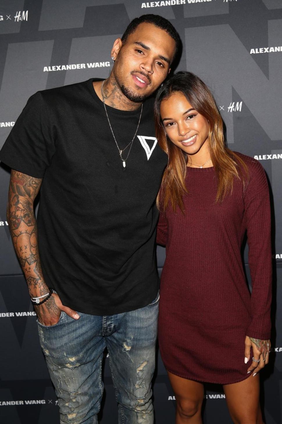 The 'Run It' singer appeared in Los Angeles County Superior court with on-again girlfriend Karrueche Tran. The two are pictured here at a West Hollywood event in November.
