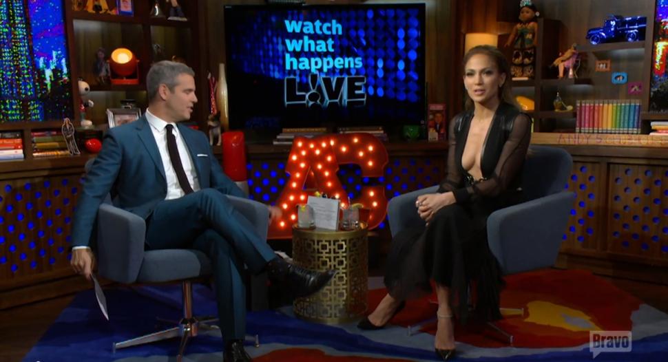 Jennifer Lopez chatting with Andy Cohen on Thurday's 'Watch What Happens Live.'