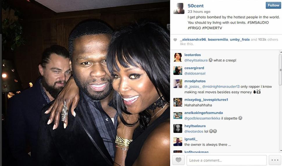 50 Cent, Naomi Campbell and, in the back, Leonardo DiCaprio
