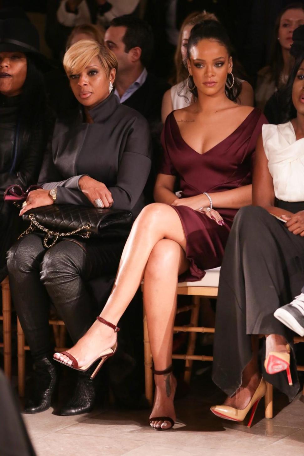 Rihanna (and Mary J. Blige, left) hit the Zac Posen show during New York Fashion Week on Monday.