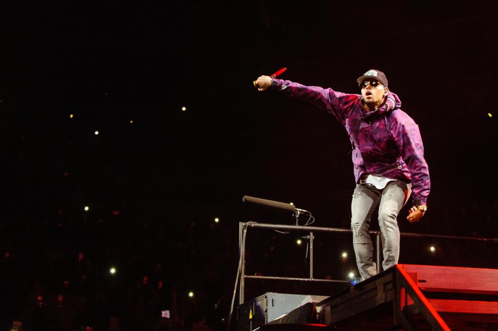 The main act Chris Brown performs at Barclays Center.