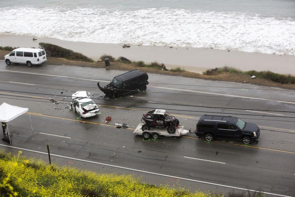 The scene of the Malibu, Calif., crash on Feb. 7 that involved Bruce Jenner.