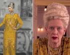 Anderson envisioned Tilda Swinton's Madame D, a wealthy art collector nearly 90 years old, as someone who was a fan of symbolist painter Gustav Klimt. With that in mind, Canonero printed a Klimt-inspired pattern for Swinton's velvet costumes.