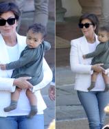 Kris Jenner and North West leave Florence following Kim Kardashian's wedding to Kanye West.