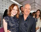 SANTA MONICA, CA - FEBRUARY 21: Actors Emma Stone (L) and Michael Keaton attend the 2015 Film Independent Spirit Awards at Santa Monica Beach on February 21, 2015 in Santa Monica, California. (Photo by George Pimentel/WireImage)