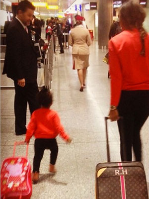 Rochelle Humes and baby girl Alaia-May spotted in matching outfits at the airport [Instagram]