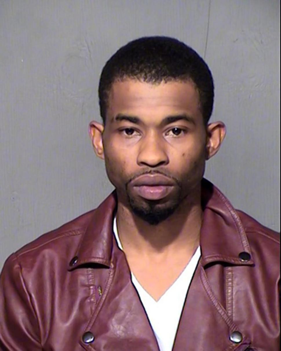 Marcus T. Paulk is seen in a police booking photo after his arrest on charges of DUI and drug possession in Scottsdale, Arizona, on Sunday.