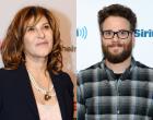 Seth Rogen (r.) and his producing partner reportedly left behind the smell of marijuana in their old offices, which are being taken over by outgoing Sony Pictures co-chair Amy Pascal (l.)