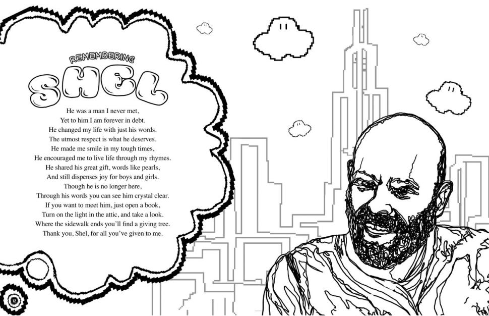 Nick Cannon's drawings illustrate four of the poems in his book, "Neon Aliens Ate My Homework and Other Poems," including this tribute to his poetry mentor Shel Silverstein. 