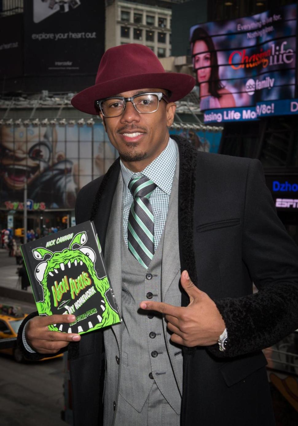 Nick Cannon, actor, comedian, rapper and author of the new children's book "Neon Aliens Ate My Homework and Other Poems", Hard Rock Cafe Times Square, Tuesday, March 17, 2015.