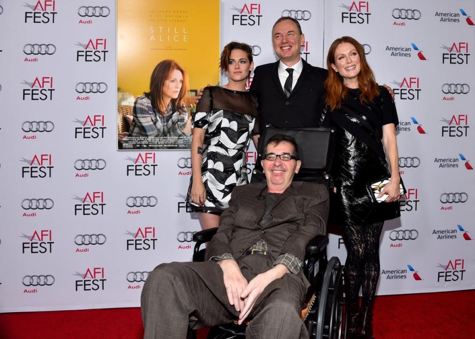 Actress Kristen Stewart, director Wash Westmoreland, actress Julianne Moore and director Richard Glatzer (front) attend a special screening of ‘Still Alice’ Nov. 2014.