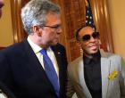 Ludacris and Jeb Bush made nice as they ran into each other Thursday at the Georgia statehouse in Atlanta.
