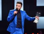 Singer Justin Timberlake accepts the iHeartRadio Innovator Award onstage during the 2015 iHeartRadio Music Awards.