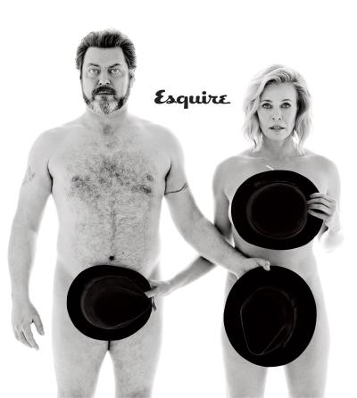 Nick Offerman and Chelsea Handler go buff for Esquire.