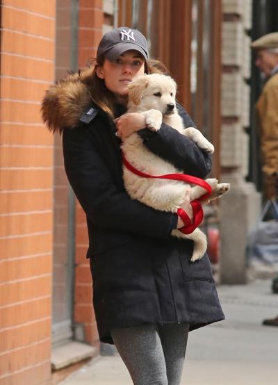 Allison Williams and Moxie head out in NYC.