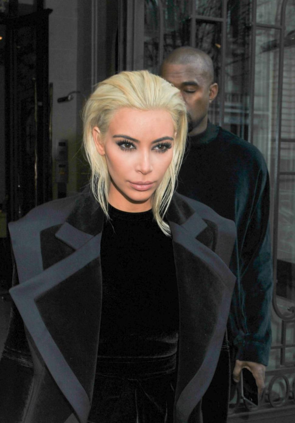 Kim Kardashian shocked onlookers with her dramatic new look Thursday in Paris.