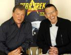 Actors William Shatner (L) and Leonard Nimoy pose for a photo during an interview for the 40th anniversary of the science-fiction television series 'Star Trek' in Los Angeles in this August 9, 2006, file photo. Nimoy, the actor famous for playing the logical Mr. Spock on the television show "Star Trek," died on February 27, 2015 at age 83, according to The New York Times. REUTERS/Mario Anzuoni/Files (UNITED STATES - Tags: ENTERTAINMENT PROFILE OBITUARY)