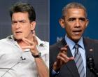 Actor Charlie Sheen (l.) took to Twitter for a rambling, poorly spelled diatribe against President Obama.