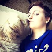 Lena Dunham and her dog in an Instagram photo this month.