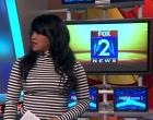 Fox 2 host April Simpson was shocked when her colleague referred to her as the 'Hamburglar' during a live broadcast. The video was posted to YouTube Tuesday.