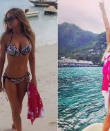 Photos of Carmen Electra in a bikini in Tahiti from Instagram.