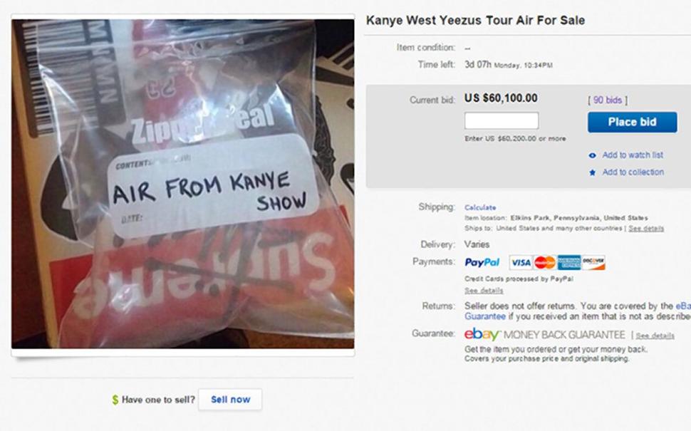 The bag of air had 90 bidders before it was apparently taken off eBay.