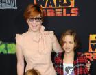 CENTURY CITY, CA - SEPTEMBER 27: Actress Molly Ringwald and children Mathilda Ereni Gianopolous (R) and Roman Stylianos Gianopoulos arrive for Disney XD's "Star Wars Rebels: Spark Of Rebellion" - Los Angeles Special Screening held at AMC Century City 15 theater on September 27, 2014 in Century City, California. (Photo by Albert L. Ortega/WireImage)
